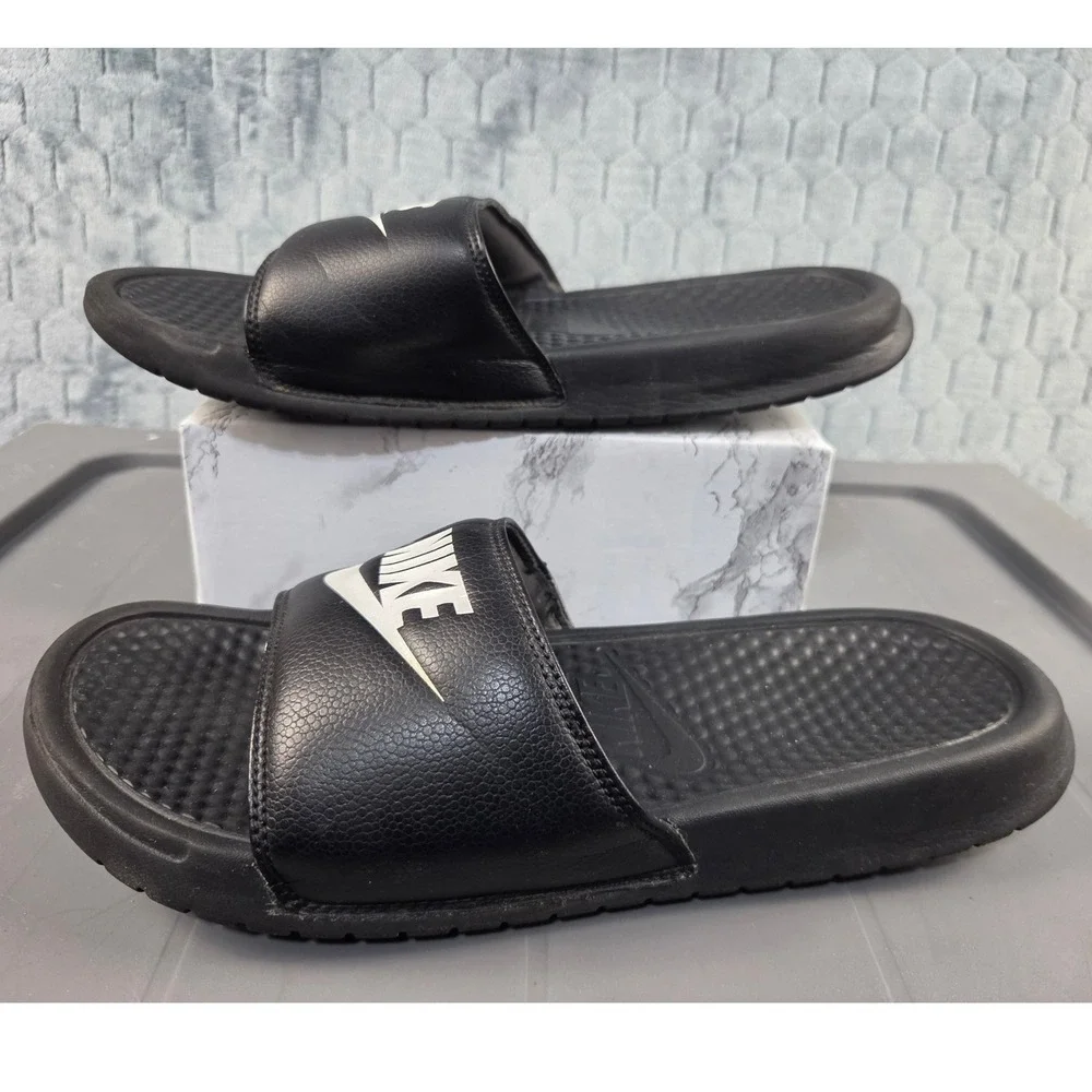 Nike Benassi JDI Mens Slides Black White Athletic Sandals 343880-090 Size 10